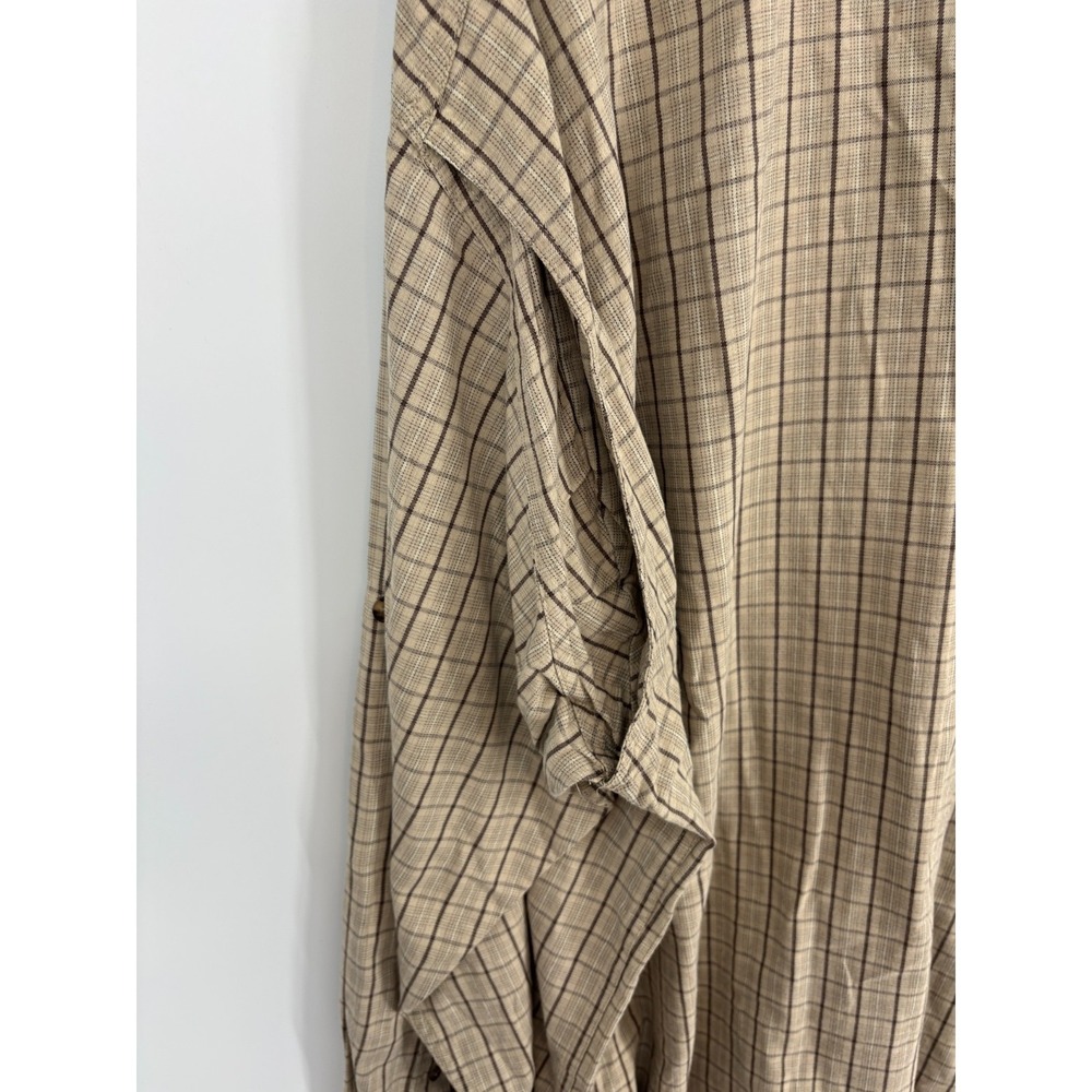 Cabelas Button Up Shirt Mens 3XLT Tall Khaki Brown Plaid Cotton Outdoors - Picture 7 of 11